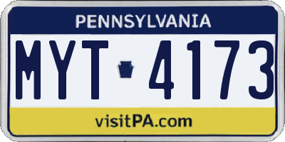 PA license plate MYT4173
