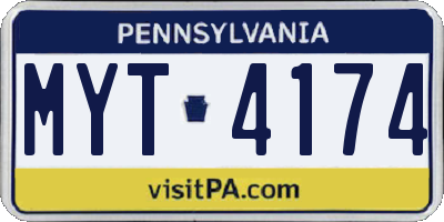 PA license plate MYT4174