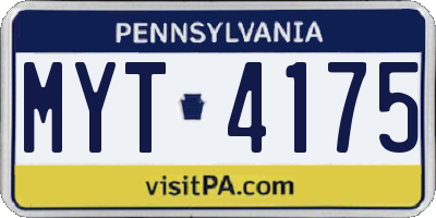 PA license plate MYT4175