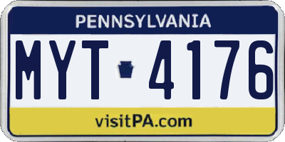 PA license plate MYT4176
