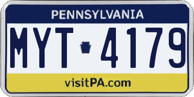 PA license plate MYT4179