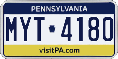 PA license plate MYT4180