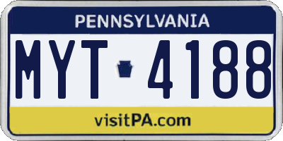 PA license plate MYT4188