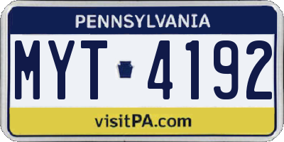PA license plate MYT4192