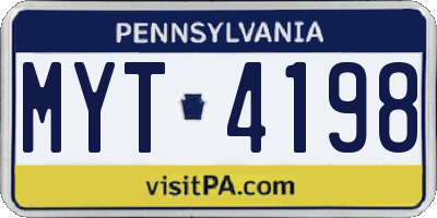 PA license plate MYT4198