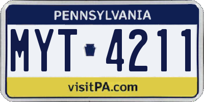 PA license plate MYT4211