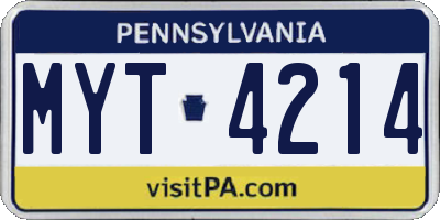 PA license plate MYT4214