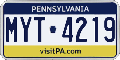 PA license plate MYT4219