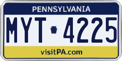 PA license plate MYT4225