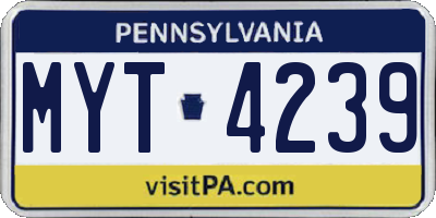 PA license plate MYT4239