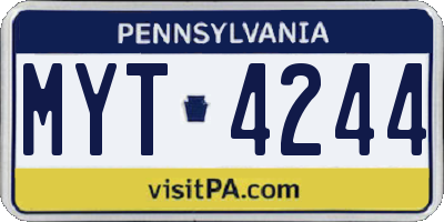 PA license plate MYT4244