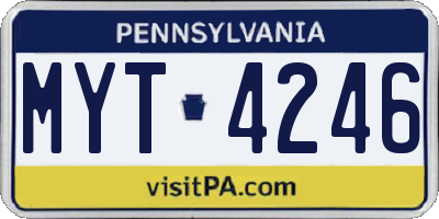 PA license plate MYT4246
