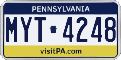 PA license plate MYT4248