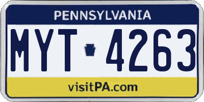 PA license plate MYT4263