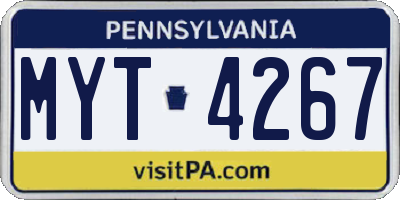 PA license plate MYT4267