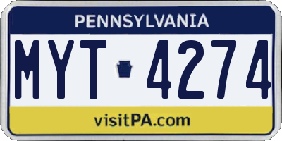 PA license plate MYT4274