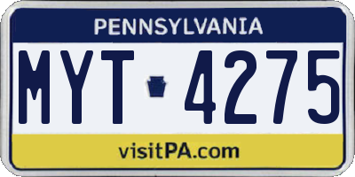 PA license plate MYT4275