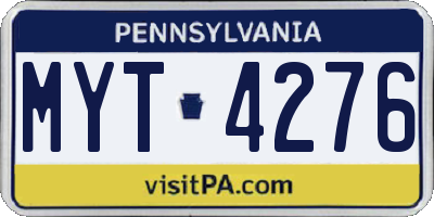 PA license plate MYT4276