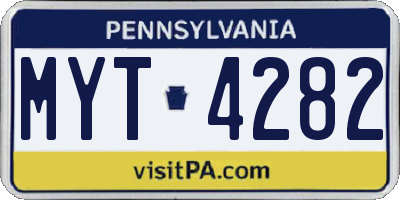 PA license plate MYT4282