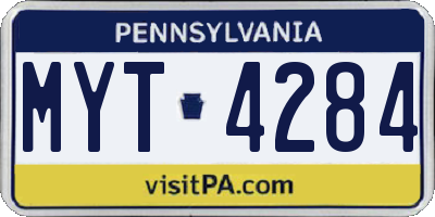 PA license plate MYT4284
