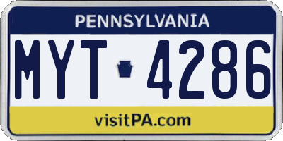 PA license plate MYT4286