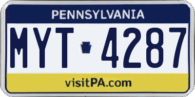 PA license plate MYT4287