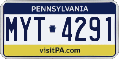 PA license plate MYT4291