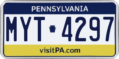 PA license plate MYT4297