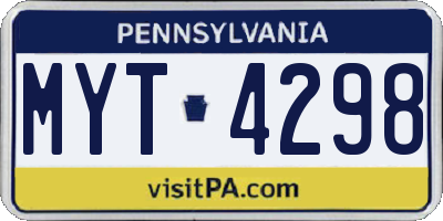 PA license plate MYT4298