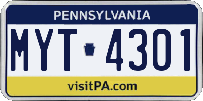 PA license plate MYT4301