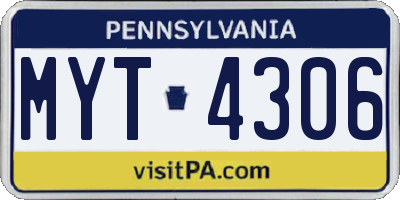 PA license plate MYT4306