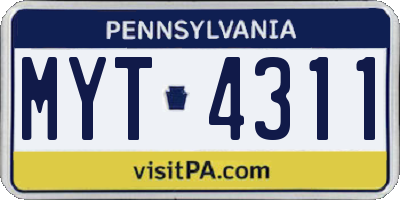 PA license plate MYT4311