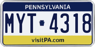PA license plate MYT4318