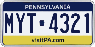 PA license plate MYT4321