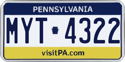PA license plate MYT4322