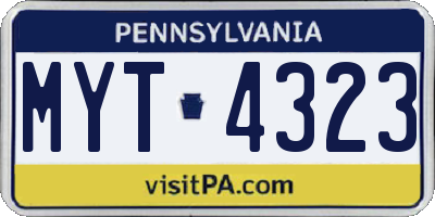 PA license plate MYT4323