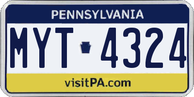 PA license plate MYT4324