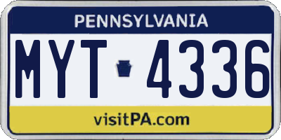 PA license plate MYT4336