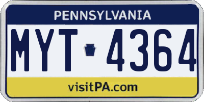 PA license plate MYT4364
