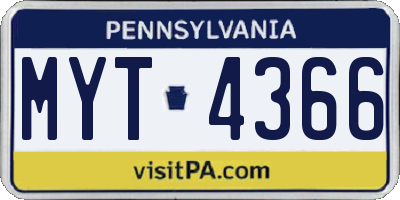 PA license plate MYT4366