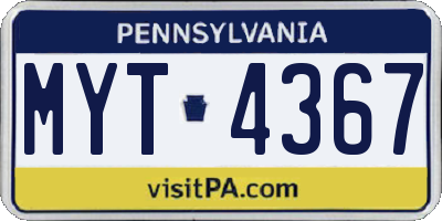 PA license plate MYT4367