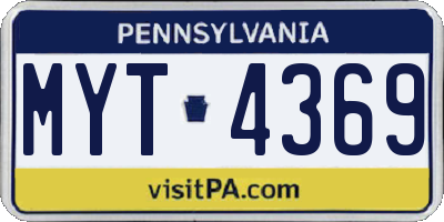 PA license plate MYT4369