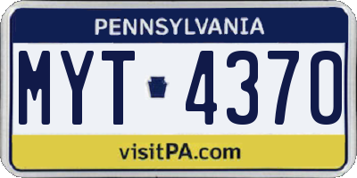PA license plate MYT4370