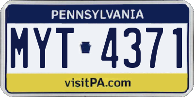 PA license plate MYT4371
