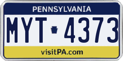 PA license plate MYT4373