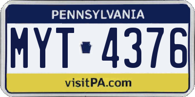 PA license plate MYT4376