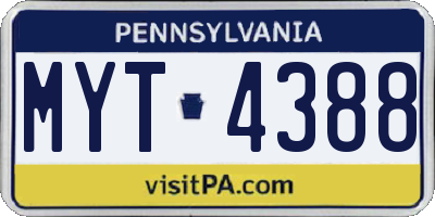 PA license plate MYT4388