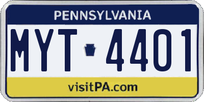 PA license plate MYT4401