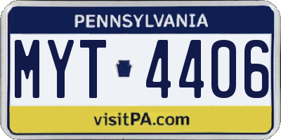 PA license plate MYT4406