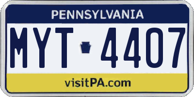 PA license plate MYT4407
